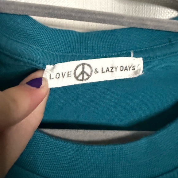 Love & Lazy Days Teal Blue Yellowstone Park Graphic Cropped TShirt Large - Picture 3 of 8